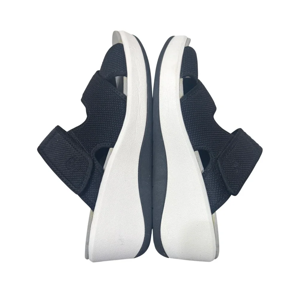 Clarks Cloudsteppers Wedge Sandals Size 9 Black White‎ Arla Glade Slide